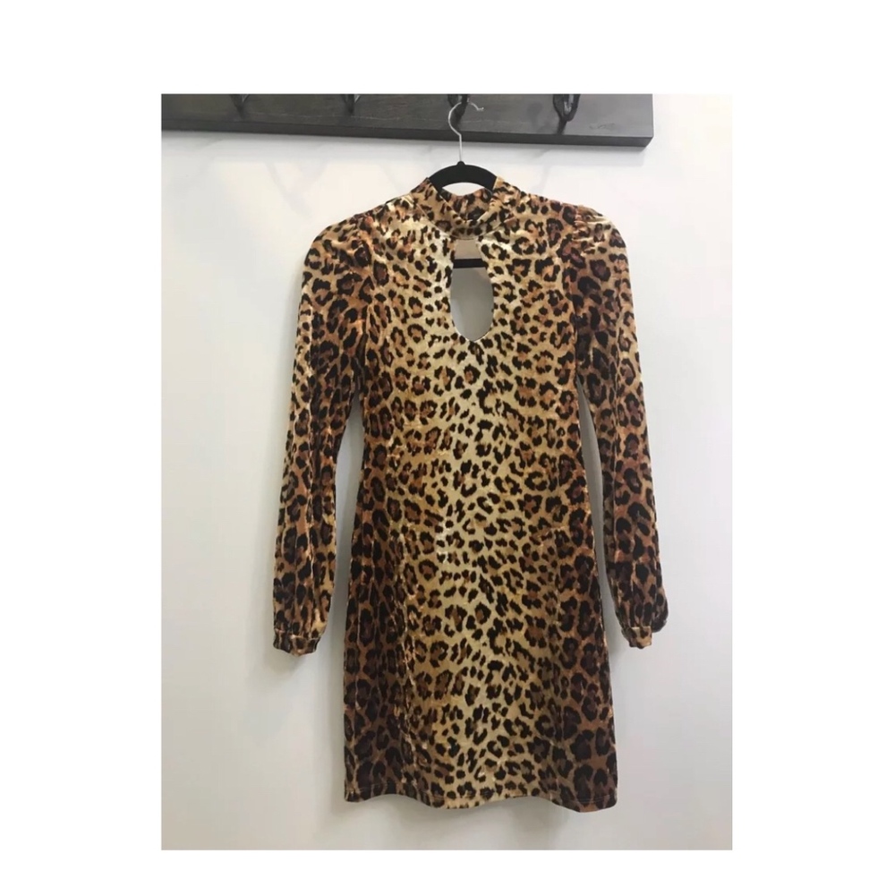 Silence+Noise animal print long sleeve dress small